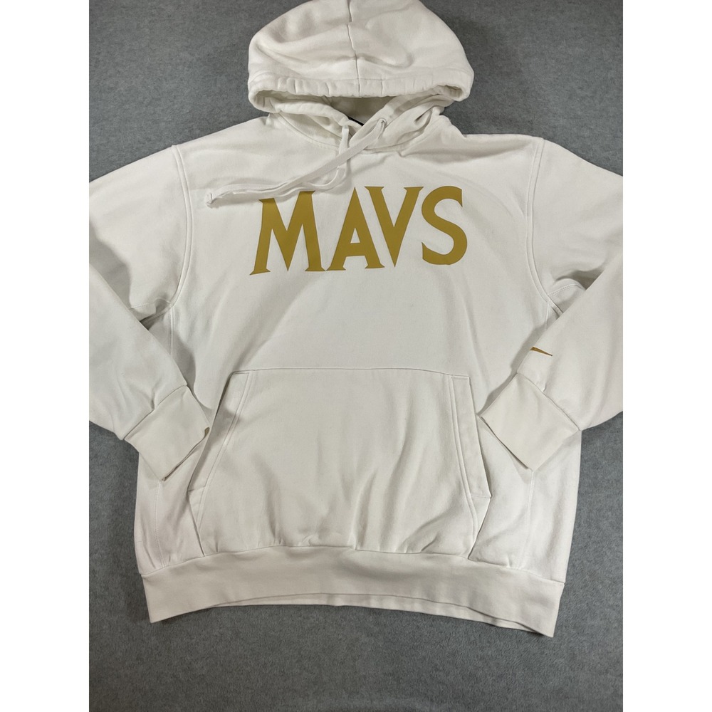 Nike NBA Dallas Mavericks MAVS Pullover Hoodie White Gold Large CN2537-100 2892